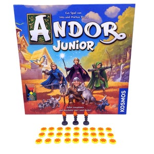 Sonnentoken und Fackeln passend für Andor Junior | 27 Sonnen-Spielsteine und 3 Fackeln | geeignet für die Heldentableaus