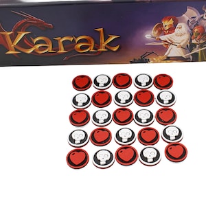Fichas de daño y salud adecuadas para Karak | 25 piezas de juego de doble cara | Reemplazo para las versiones de cartón | Adecuado para los tableros de héroes.