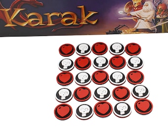 Schadens- und Lebenstoken passend für Karak | 25 doppelseitige Spielsteine | Ersatz für die Pappversionen | geeignet für die Heldentableaus