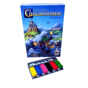 Organizador adecuado para Niebla sobre Carcassonne | Almacenamiento para piezas y fichas de juego