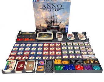 Einsatz passend für ANNO 1800 und die Erweiterung | Aufbewahrung aller Spielmaterialien in der Originalspielbox