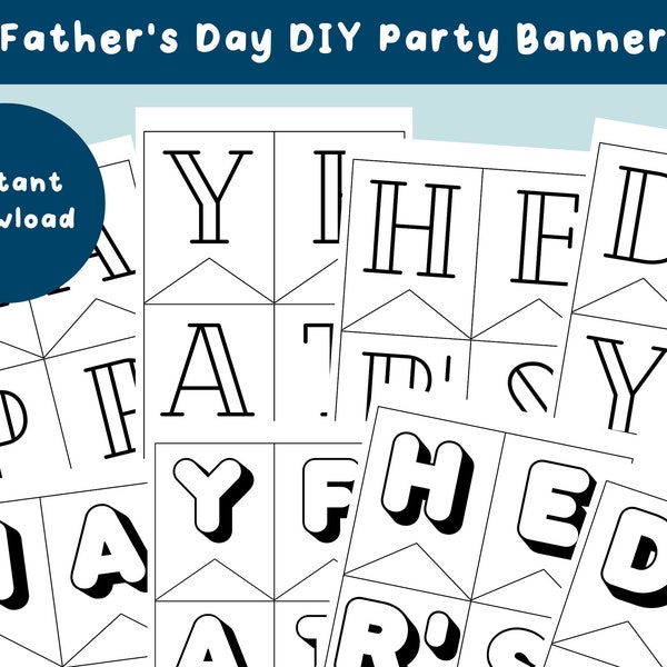 Father's Day Party Banner Printable, DIY party banner printable