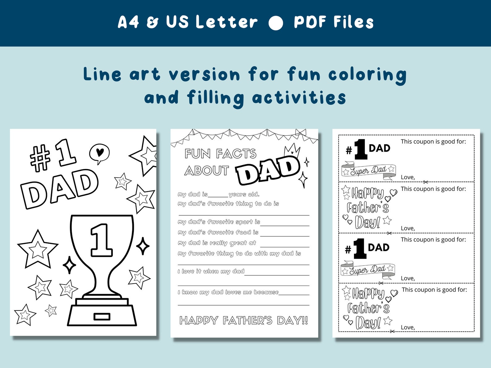 Father's Day Printable, All About Dad Kids Coloring Pages, Father's Day ...