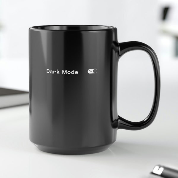Dark Mode On Mug for Nerds, Funny Tech Dark Coffee Mug, Alt Mall Goth Coffee Cup, Geeky Alternative Emo Ceramic Tea Cup for Black Sheep