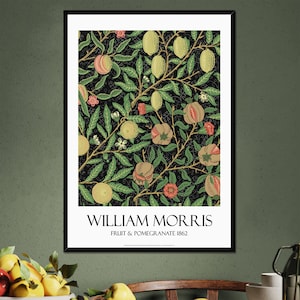 William Morris Fruit & Pomegranate Framed Print, Giclée Fine Art Print, Vintage Poster Arts and Crafts, Wall Art