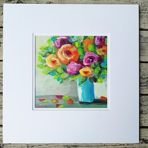 Abstract Flowers Painting, Acrylic Original Painting, Still Life with Flowers,Wall Decor, Floral Art, Flowers in a Vase, Small Painting