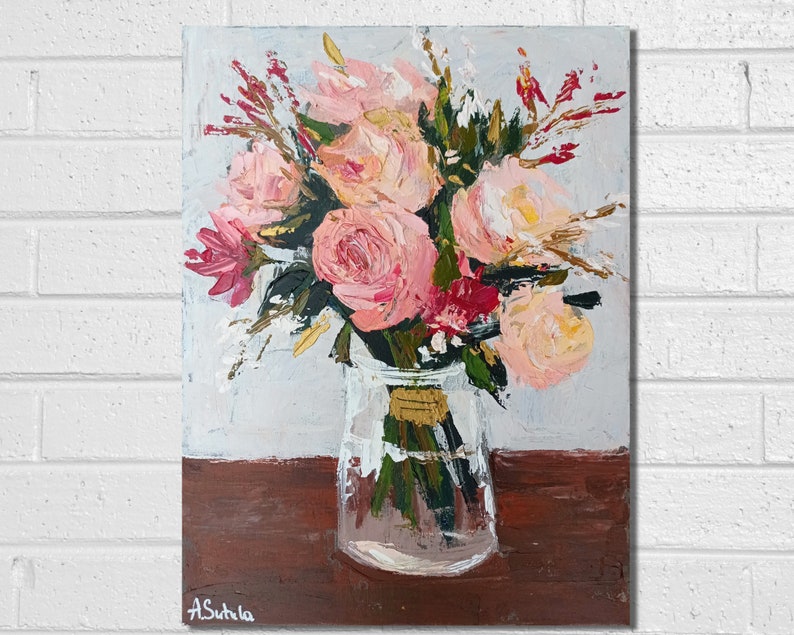 Abstract Roses Original Acrylic Painting Still Life With Roses - Etsy ...