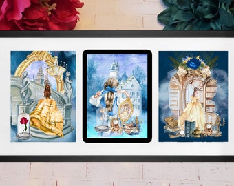 Beauty and the Beast Watercolor Art Print Collection