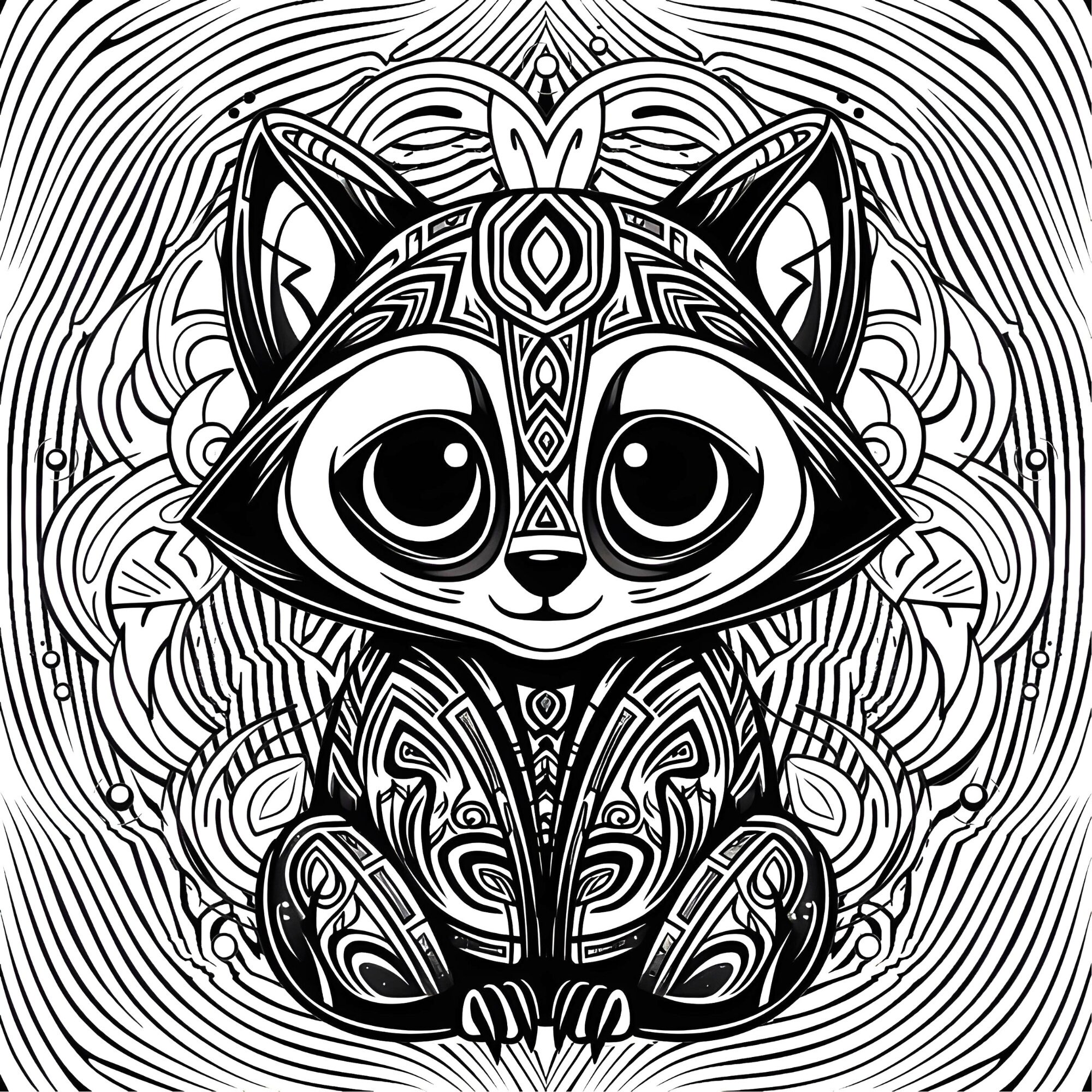 Trippy Trash Panda Coloring Pages Psychadelic Raccoon Faces - Etsy