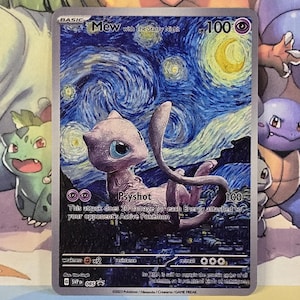 Mew avec la carte Pokémon en métal doré Nuit étoilée Van Gogh