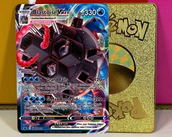 pokemon blastoise vmax metal gold card Pokemon Card BLASTOISE Vmax Gold Pokemon Gold Metal Card - CARTA IN METALLO TCG