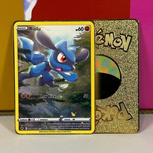 Gold Card Riolu Riolu Galarian Gallery Gold Metal Pokemon Card - Etsy