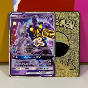 Thanos & Mewtwo GX Tag Team Gold Metal Pokemon Card - Etsy