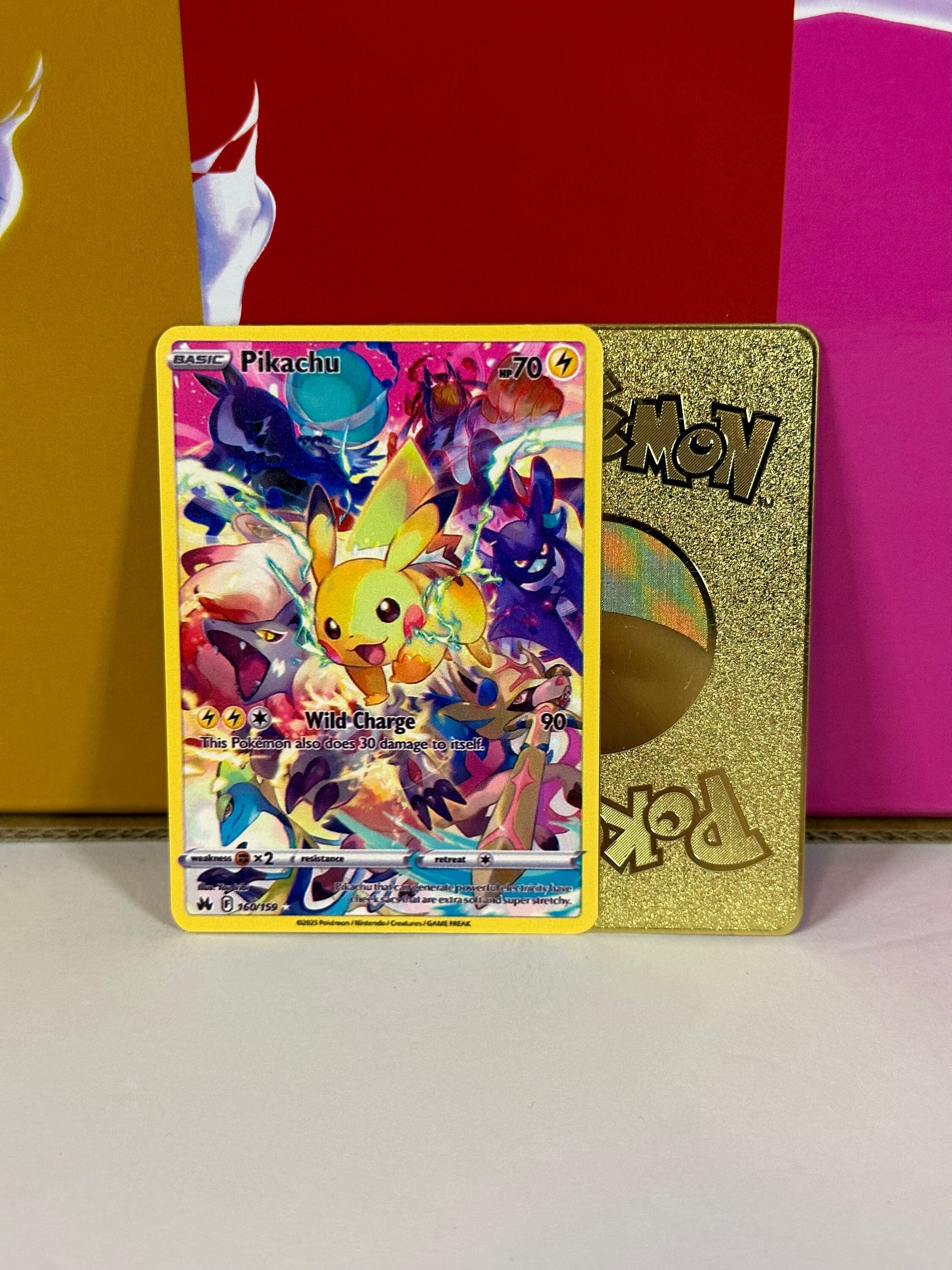 Pikachu Crown Zenith Secret Rare 160/159 Gold Metal Pokemon Card