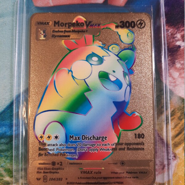 Morpeko VMAX Rainbow Gold Metal Pokemon Card