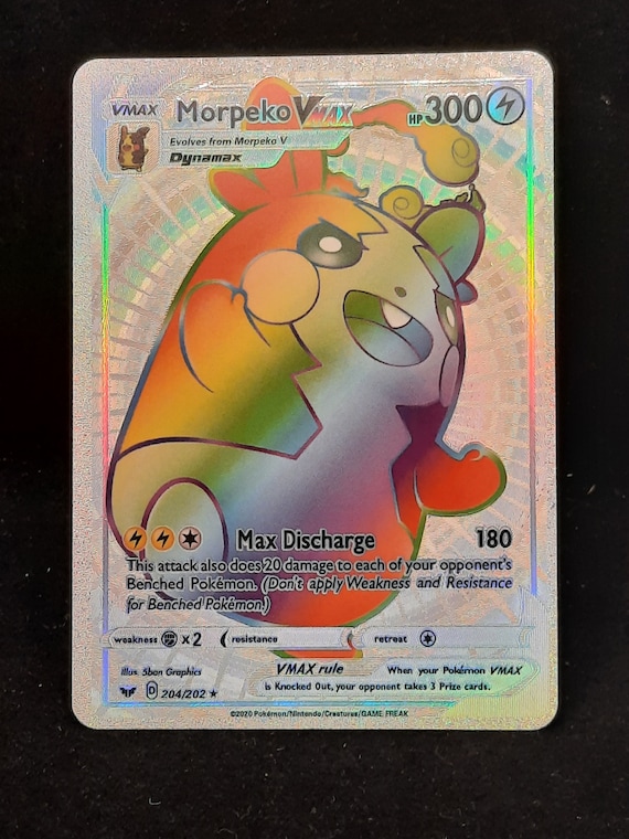 Morpeko VMAX Rainbow Shiny Holographic UV Printed Plastic Card - Etsy