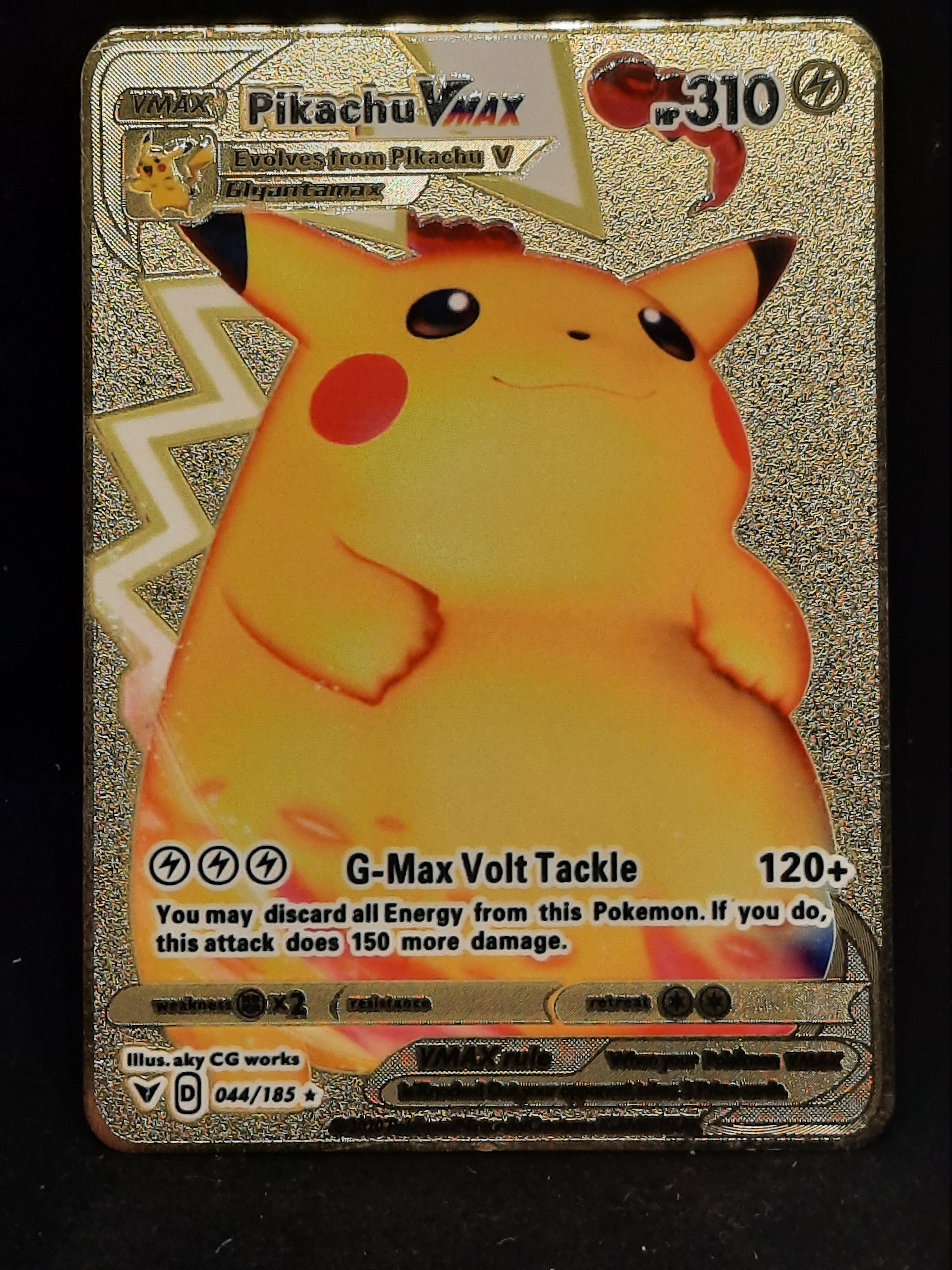 Pikachu Vmax Black Gold Custom Pokemon Card Holographic Set 