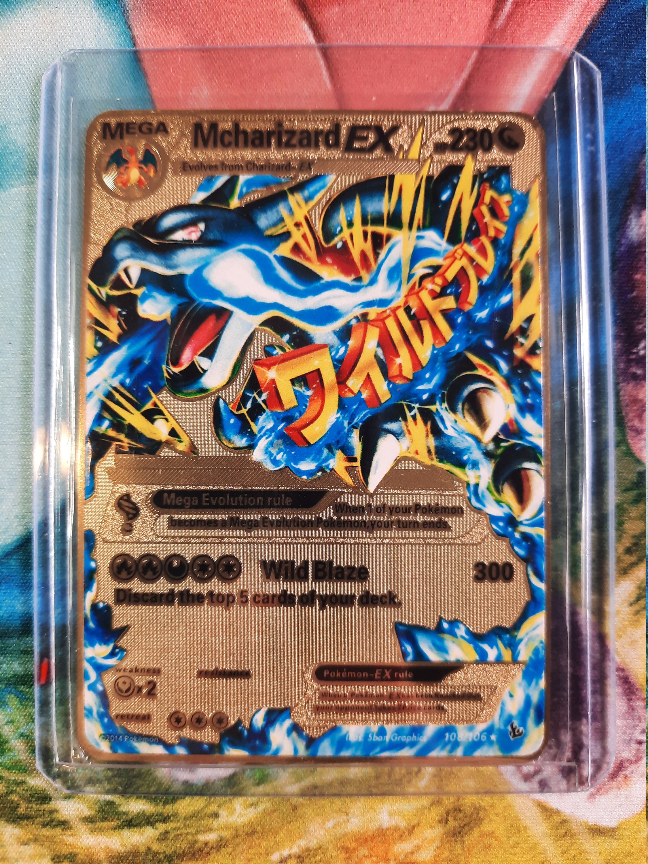 mega-charizard-ex-gold-metal-pokemon-card-etsy