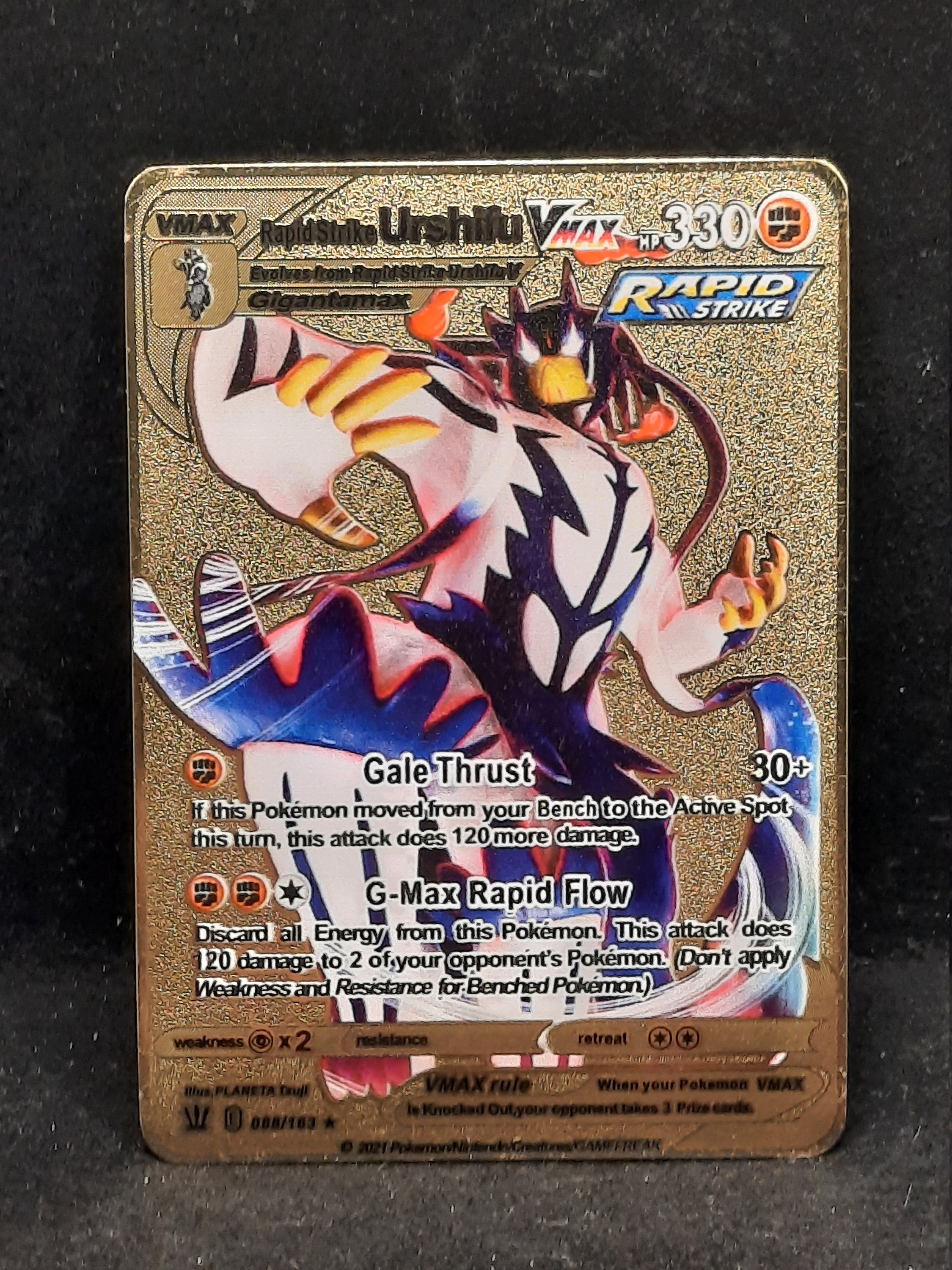 Rapid Strike Urshifu VMAX Gold Metal Pokemon Card