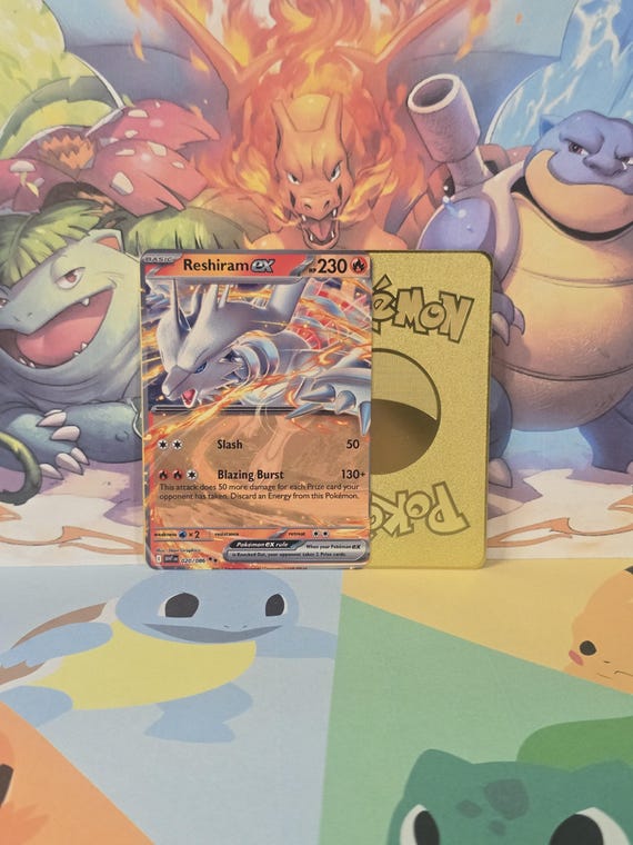Reshiram Ex White Flare Gold Metal Pokemon Card - Etsy