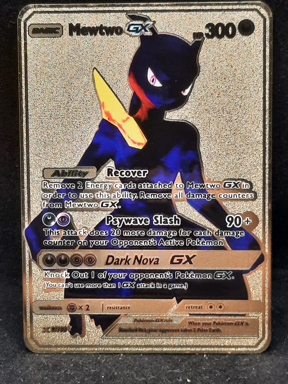 Mewtwo GX Pokken Alt Art Gold Metal Pokemon Card Etsy