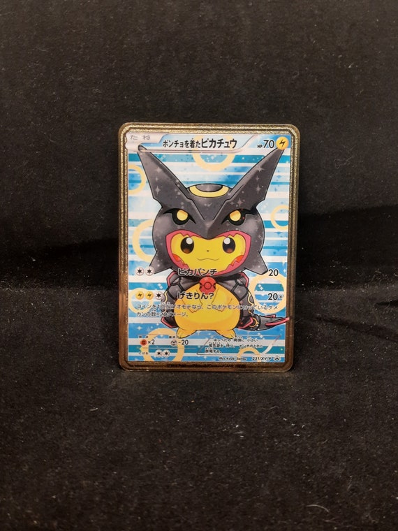 Pikachu Cosplay Mega Rayquaza Shiny Full Art Gold Metal Pokemon