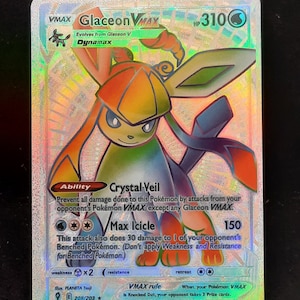 Glaceon VMAX Rainbow Shiny Holographic UV Printed Plastic Card