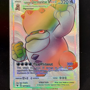 Galarian Darmanitan VMAX Rainbow Shiny Holographic UV Printed Plastic Card