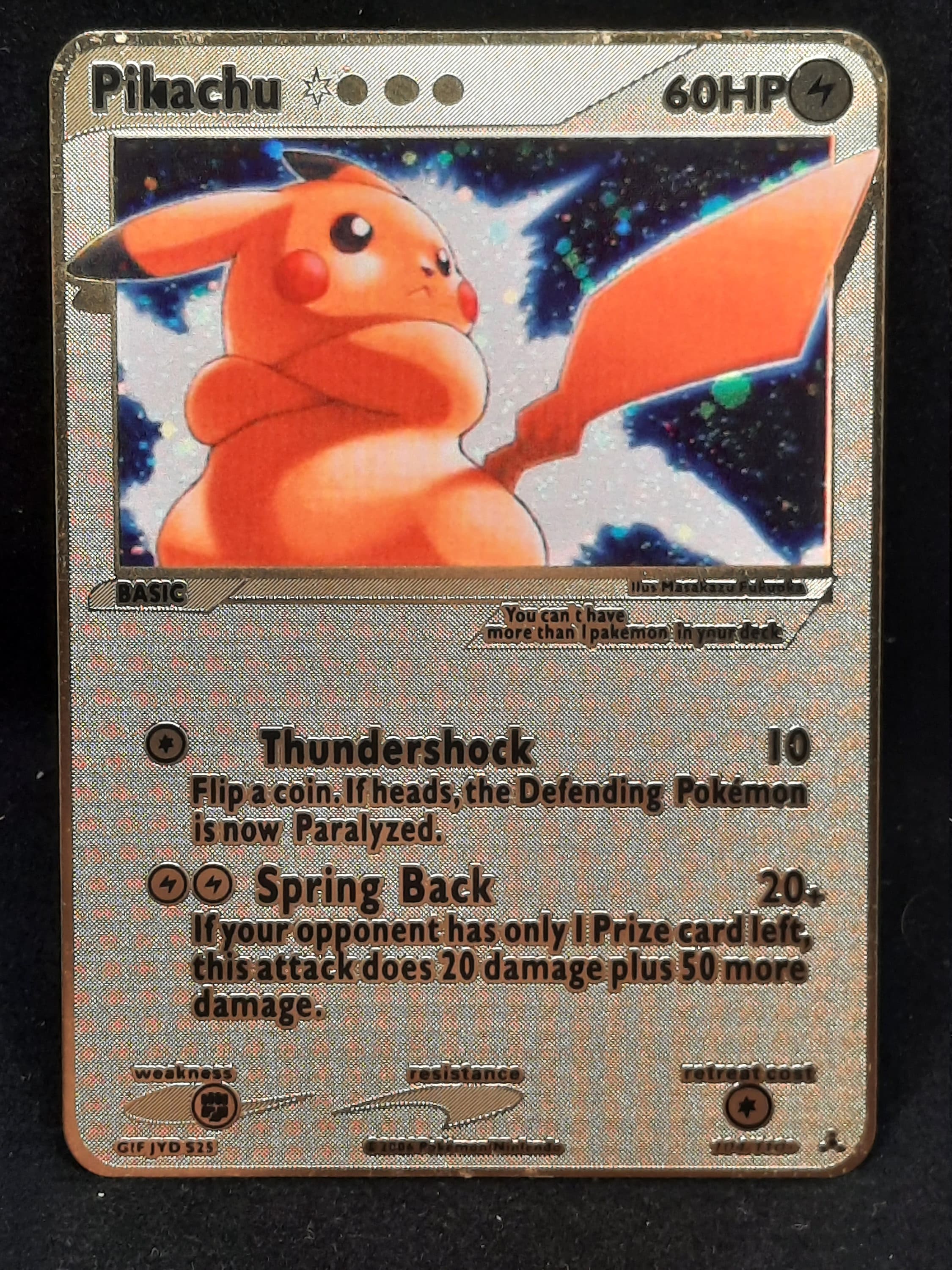 Pikachu Radiant Collection Full Art Gold Metal Pokemon Card 