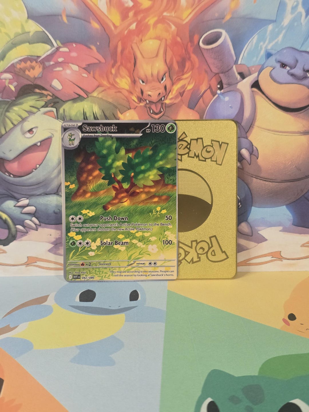 sawsbuck pokemon card [Simplified Chinese] CBB4C /  1807/07 AR Colorless Winter Horn (80+) If you have a Stadium in play Sawsbuck | Black & WhiteEmerging
