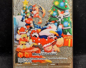 Christmas Pokemon V Gold Metal Pokemon Card