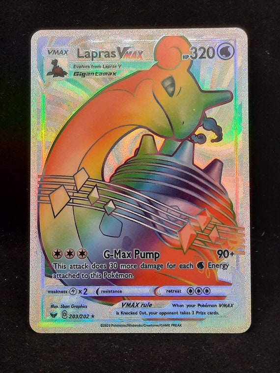 rare lapras pokemon card 203/202 Lapras VMAX | Rainbow Rare Card | Pokemon Sword and Shield S&a