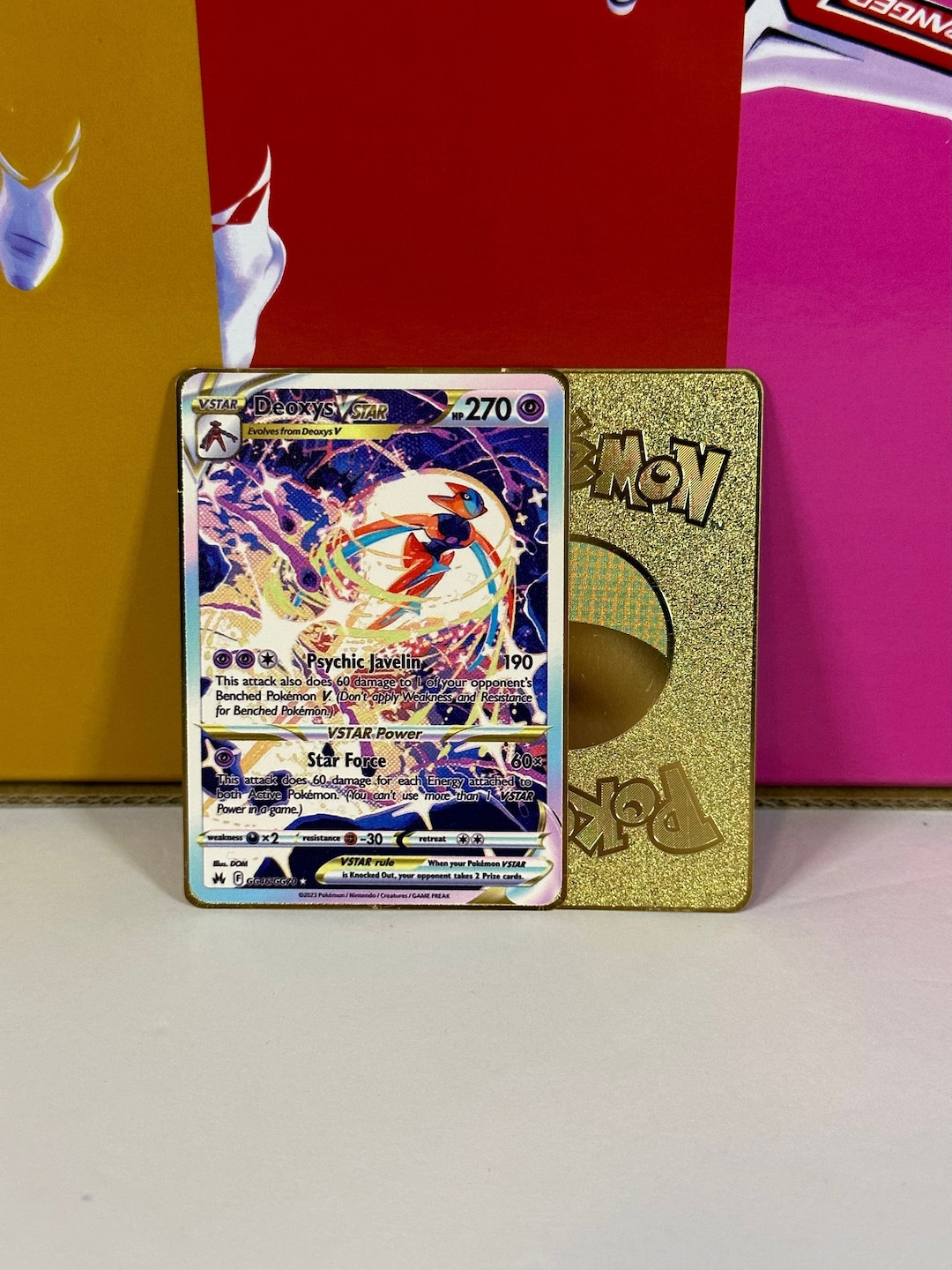 Deoxys Vstar Galarian Gallery Gold Metal Pokemon Card 