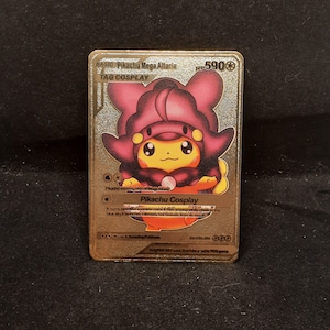 Pikachu Cosplay Mega Altaria Gold Metal Pokemon Card - Etsy