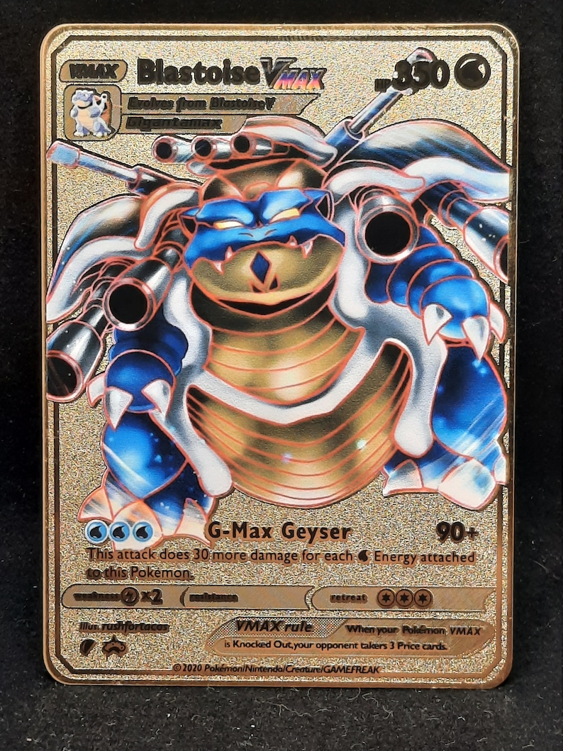 Blastoise VMAX Gold Metal Pokemon Card Etsy New Zealand