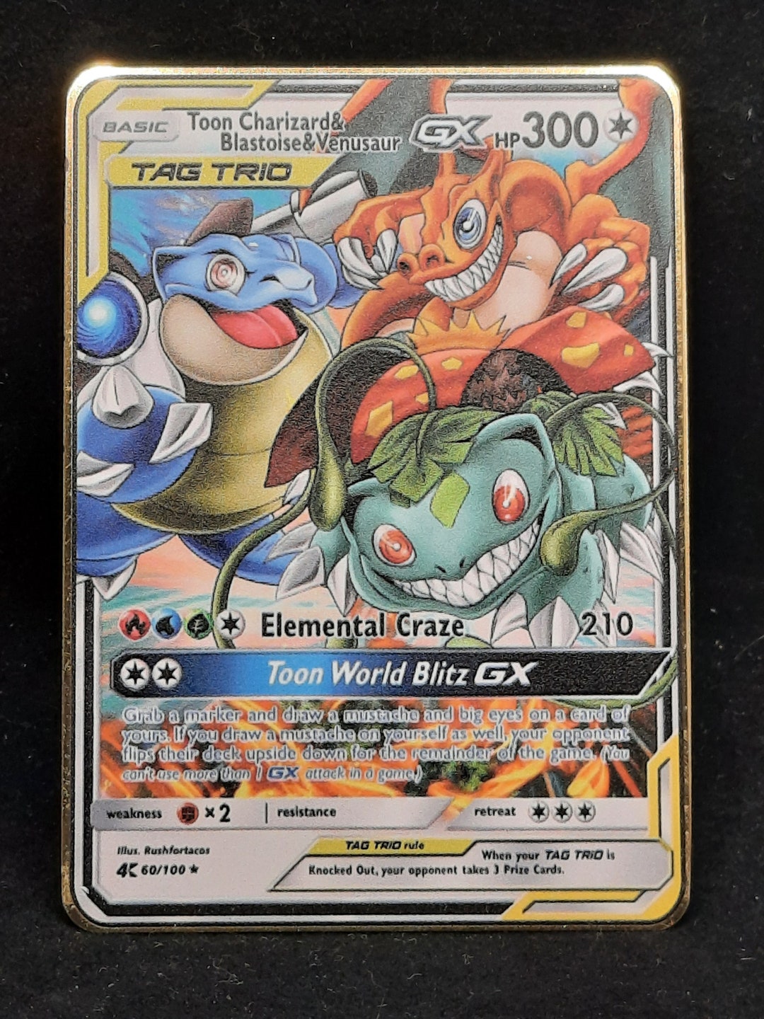 Toon Charizard Blastoise & Venusaur GX Gold Metal Konami Yugioh Pokemon Card Etsy