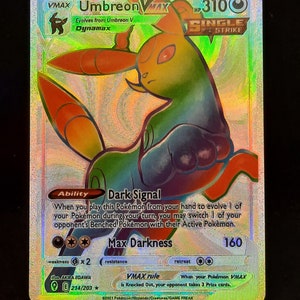 Umbreon VMAX Rainbow Shiny Holographic UV Printed Plastic Card