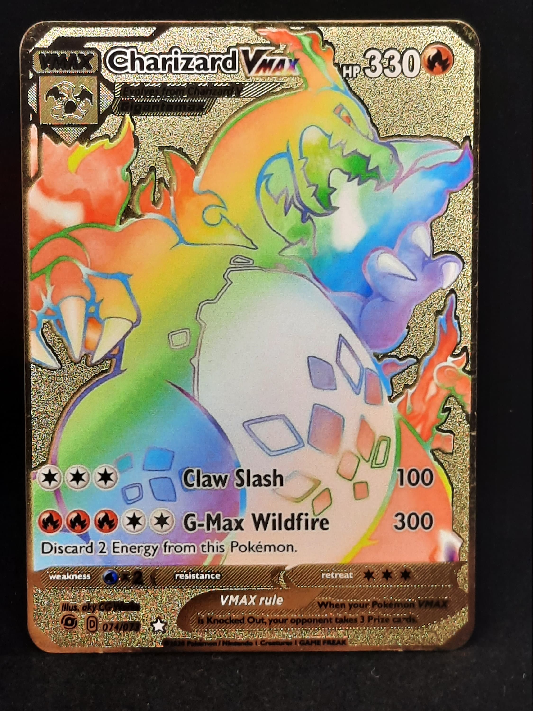 Charizard VMAX Champion's Path Rainbow Gold Metal Pokemon Charizard VMAX Champion's Path Rainbow Gold Metal Pokemon