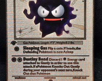 Gastly Base Set Gold Metal Pokemon Card - Etsy