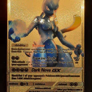 Mewtwo GX Alt Art Gold Metal Pokemon Card 