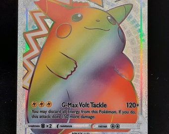 Pikachu VMAX Rainbow Shiny Holographic UV Printed Plastic Card