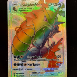 Gyarados VMAX Rainbow Shiny Holographic UV Printed Plastic Card