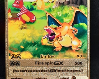 Charmander, Charmeleon & Charizard GX Tag Team Gold Metal Pokemon