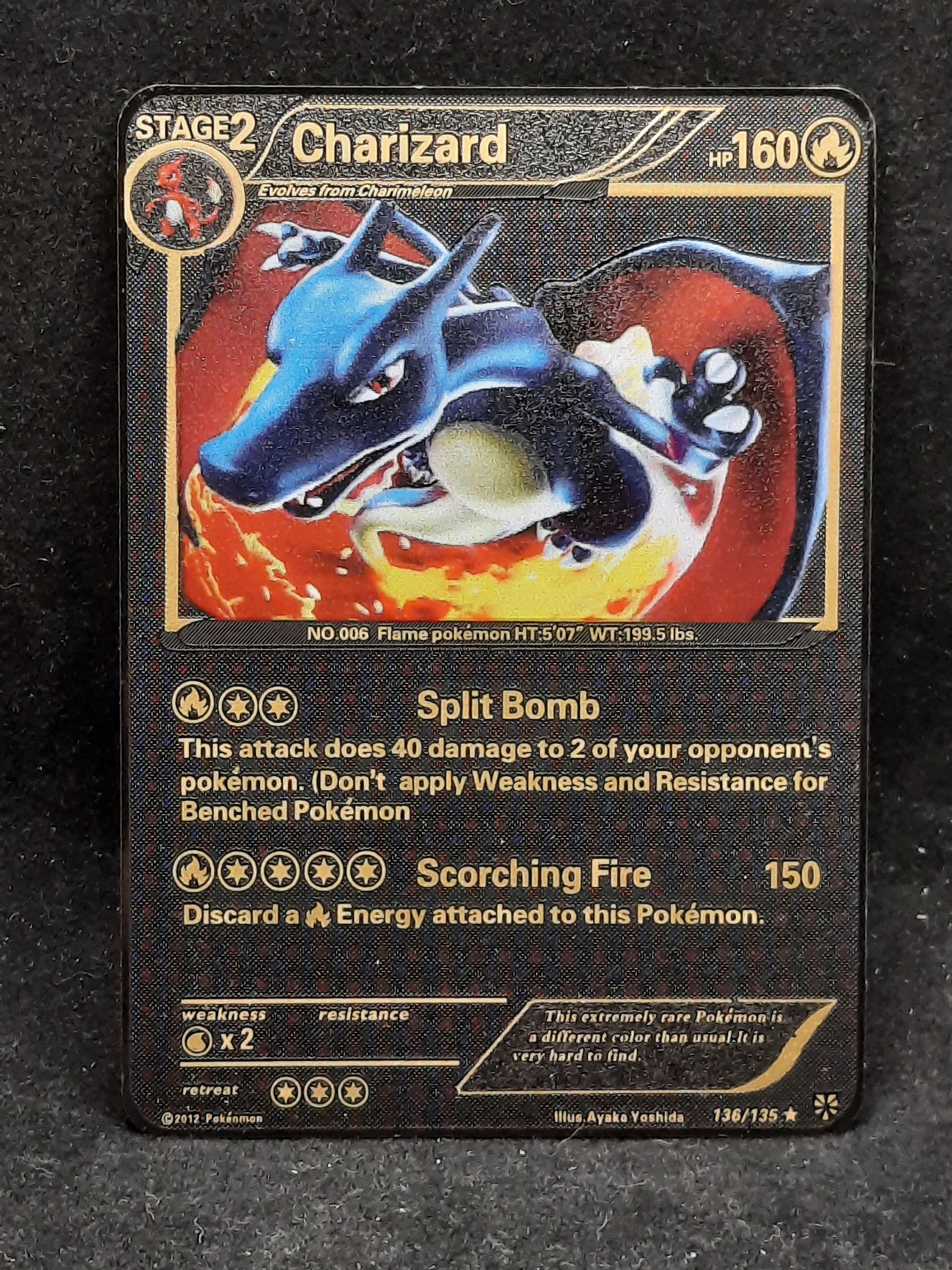 Charizard Plasma Storm Black Gold Metal Pokemon Card - Etsy