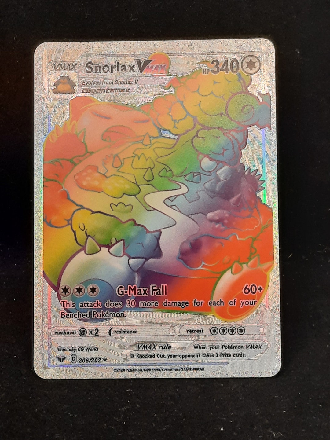Snorlax VMAX Rainbow Shiny Holographic UV Printed Plastic