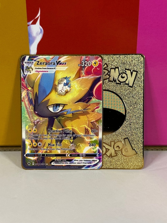 gold ultra rare pokemon cards Zeraora VMAX Galarian Gallery Metal Card Pokemon Gold Secret Rare -