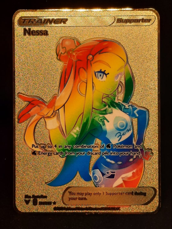Nessa Rainbow Gold Metal Pokemon Card Etsy