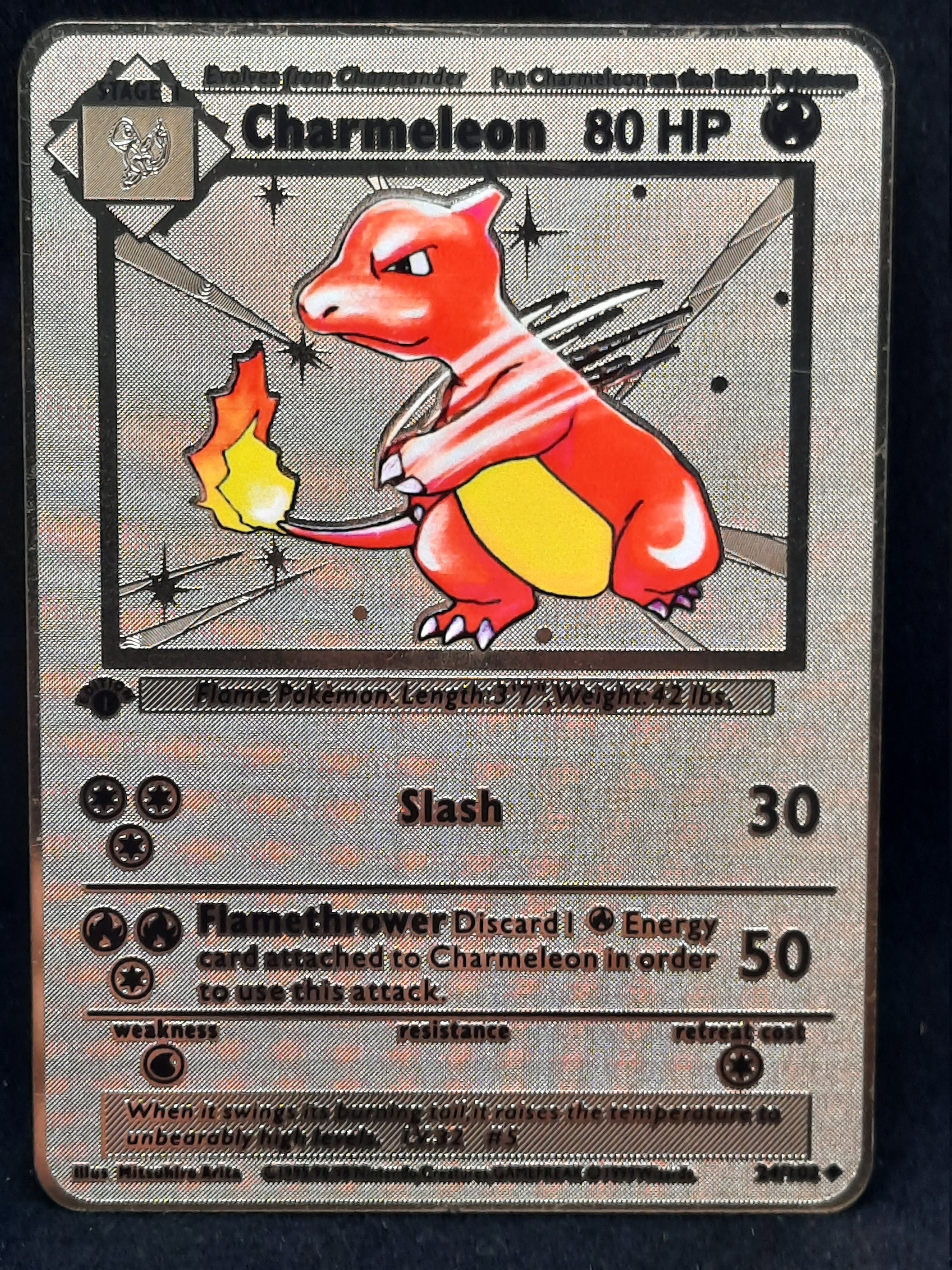Charmeleon Base Set 1st Edition Gold Metal Pokemon Card - Etsy