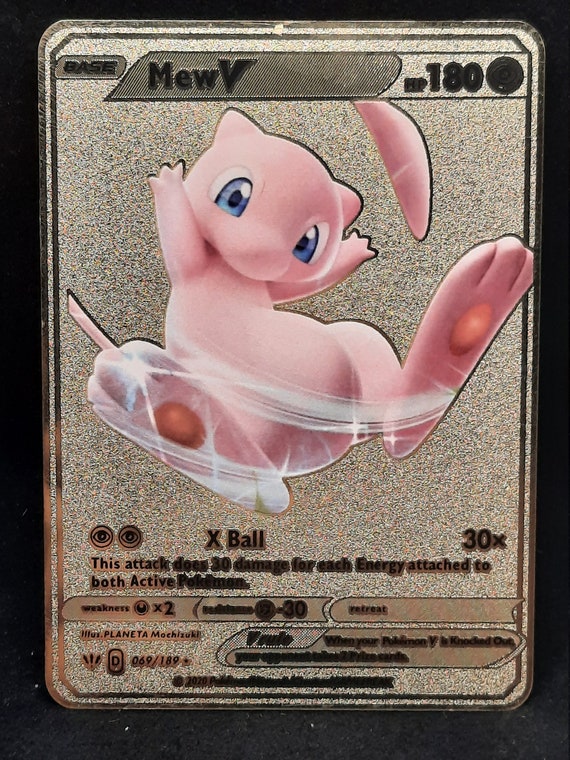 Mew V Gold Metal Pokemon Card