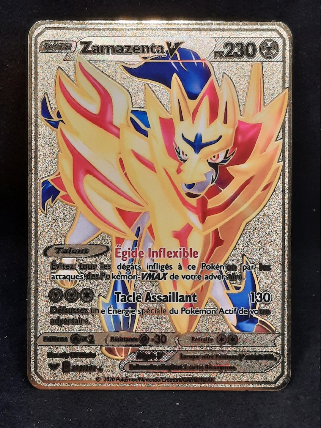 Zamazenta Gold Metal Pokemon Card Etsy